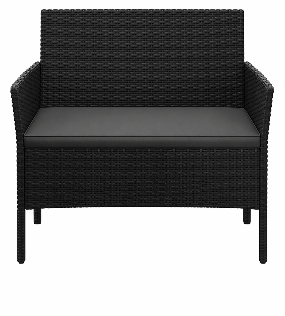 Banquette Jardin 2 places tressés Noir